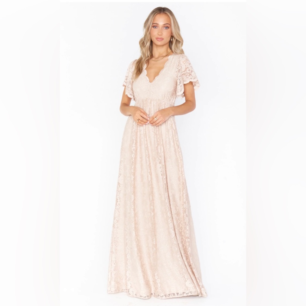 Show Me Your Mumu Sandra Maxi Dress- L- Champagne Forever Lace